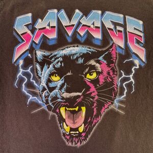 DOM Savage Black‎ Panther Unisex Size Small Lightning Graphic T-Shirt Black